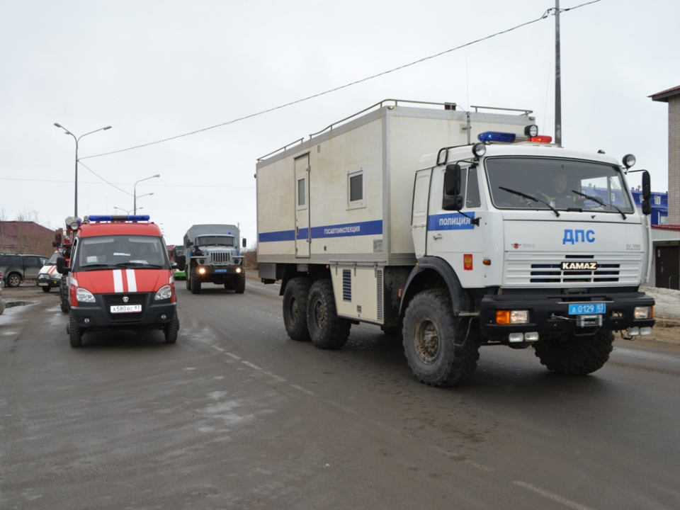 Прибытие автоколонны сил и средств Штаба